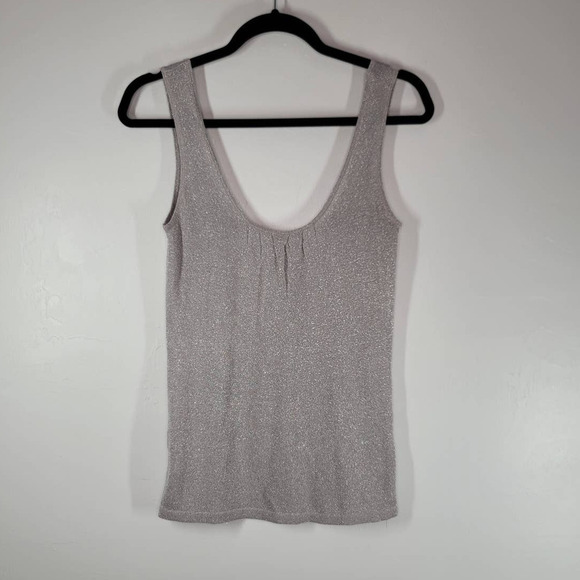MNG Suit Tank Top Size XS Scoop Neck Sleeve Pullover Style Metallic Gray - Picture 1 of 5
